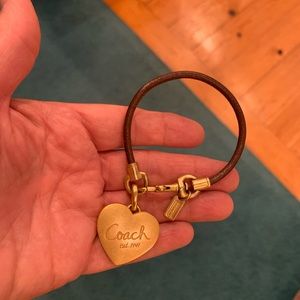 Coach Leather Bracelet with Heart Locket